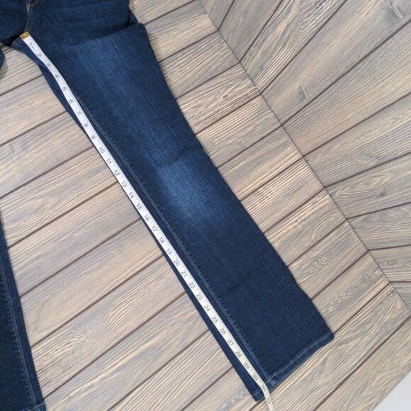 Express Womens Jeans Barely Bootcut Stretch Straight Dark Wash Sz 4 Designer - Picture 8 of 10